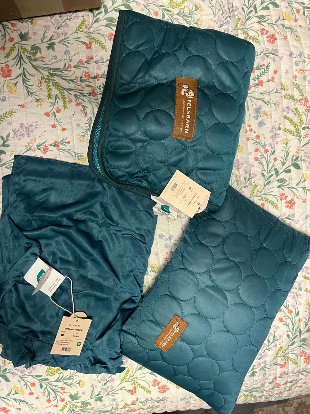 Teal Quilted Dog Blanket & Pillow Set